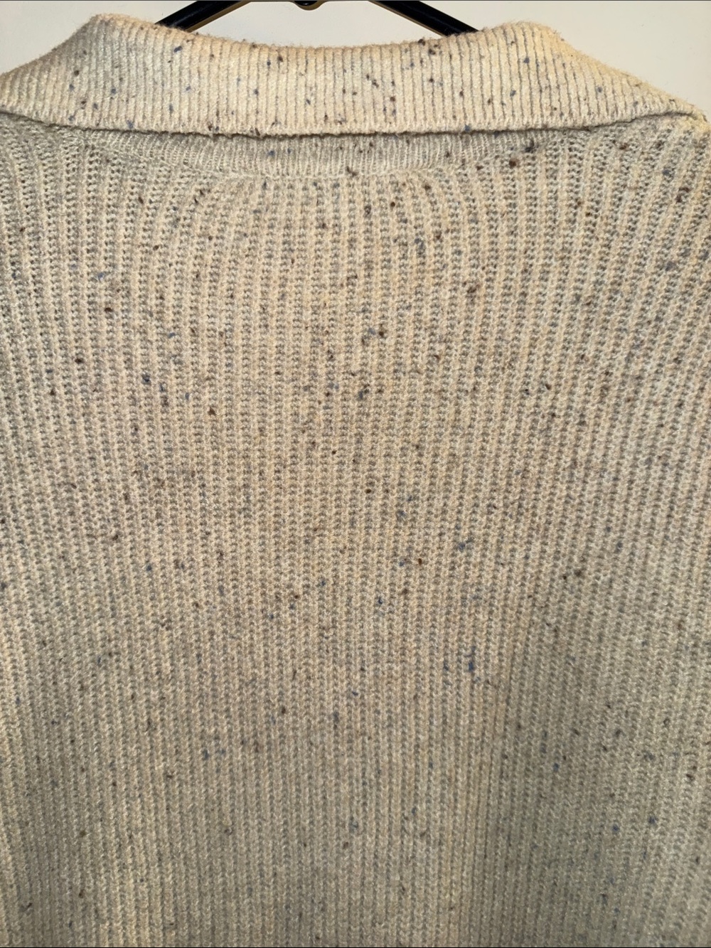 LOFT Cream Ribbed Collared V-Neck Sweater - Picture 4 of 4